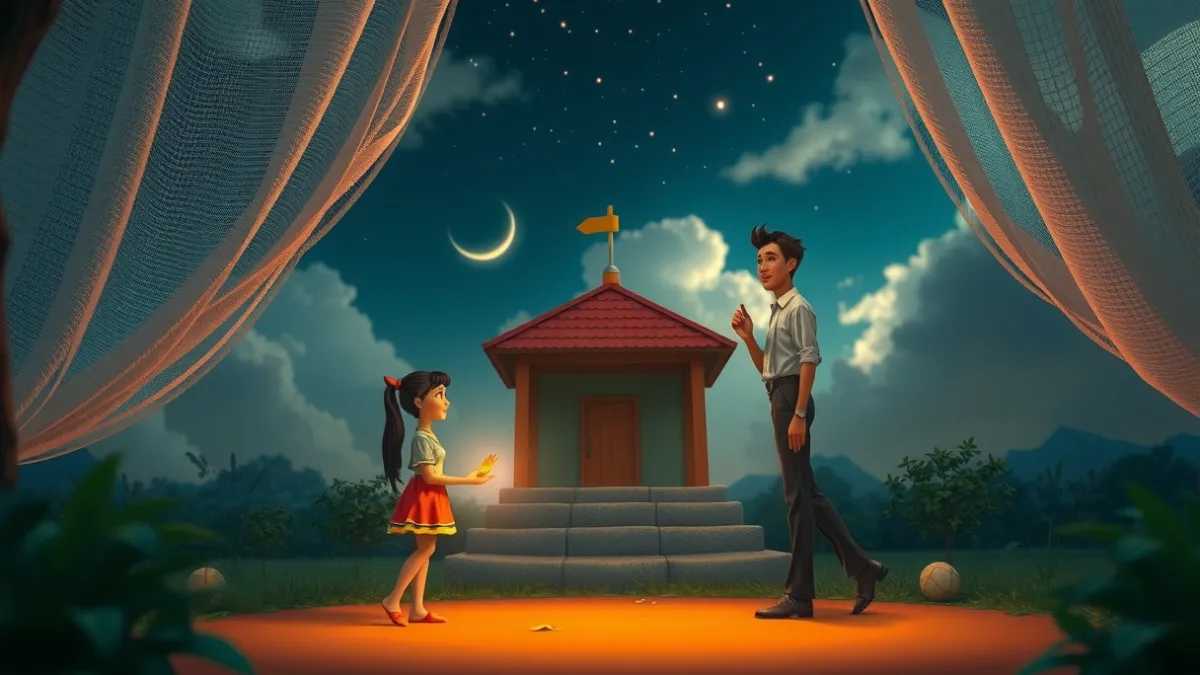 Ilustração de dois personagens de estilos opostos caminhando numa praça